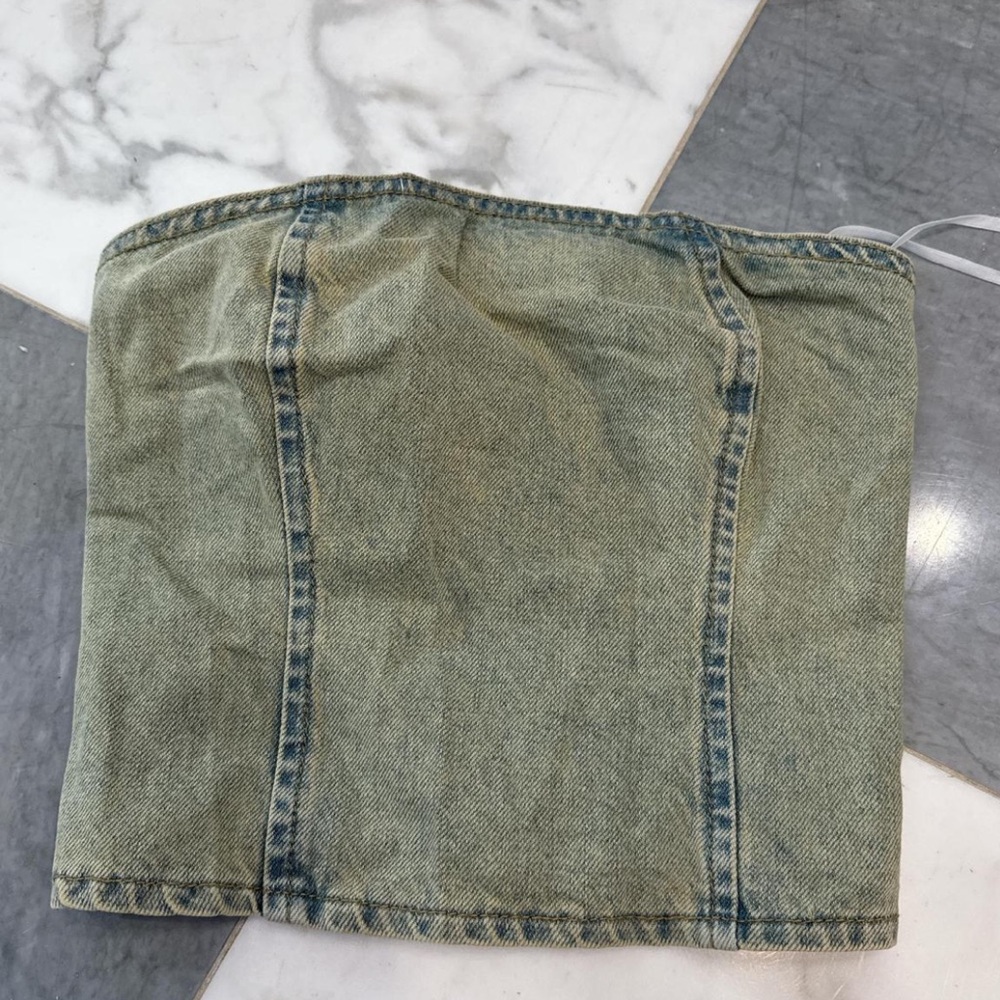 Edikted faded denim strapless tube top